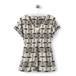 Plaid Smocked Shirt and Camisole Set